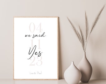 Wedding poster, couple poster, personalized, gift, bride and groom, we said yes, wedding gift, poster, wedding, wedding