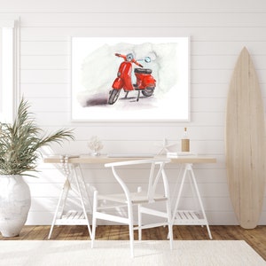 Vespa, motor scooter, Piaggio, art print, print, watercolor picture, poster,wall decoration,wall poster, gift,present idea,Bella Vita, Italy