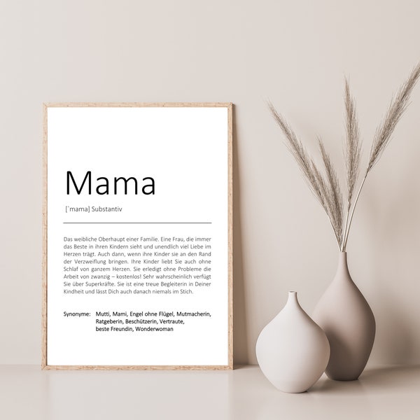 Poster Mama  | Bedanken | Mutter | Geschenk | Definition | Poster "Mama" sw, Dankeschön, Mama Substantiv, Synonyme, Muttertagsgeschenk