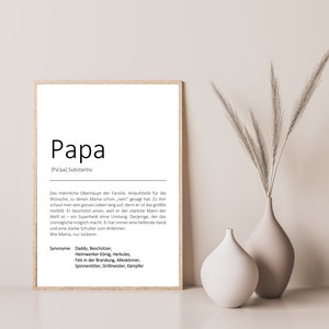Poster Dad | Thank | dad | gift | Definition | Poster "Papa" sw, thank you, Papa noun, synonyms, Father's Day gift