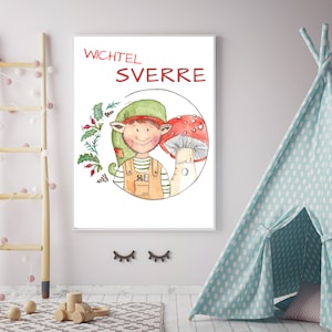 | de carteles de Wichtel Sverre Cartel que coincide con el | del libro carteles infantiles | Elfos | | de impresión de arte | de habitaciones para niños Pintura en acuarela | | de impresión Brownie