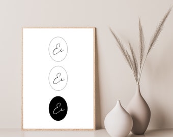 egg egg egg | Easter | Easter decoration | gift easter | black white | Posters | printed | Print - Happy Easter | Deco - Mural | Wall