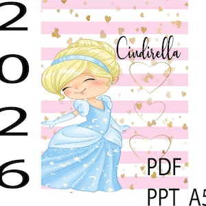 Agenda  2026 princesa en español imprimible ppt- pdf editable agenda