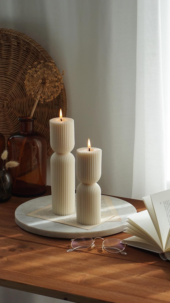 Stumpenkerzen | Skulpturkerze | große Kerzen | Geschenk Für Sie | Geschenk für Freunde | Home Decor | Wellenkerze | moderne Wohndeko | hygge