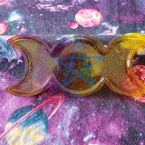 CUSTOM Triple Moon Pentagram Tray | Triple Moon Tray | Trinket Tray | Tea light Holder | Crystal Tray | Crystal Dish | Witchy Home Decor