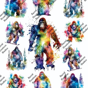 Watercolor Bigfoot Full Color Insert Sheet for Resin Art