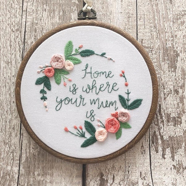 Mother's Day Gift, Gift for Mum, Nanna Gift, Granny Gift, Gift for Grandma, Floral Wreath, Embroidery Hoop, Hoop Art