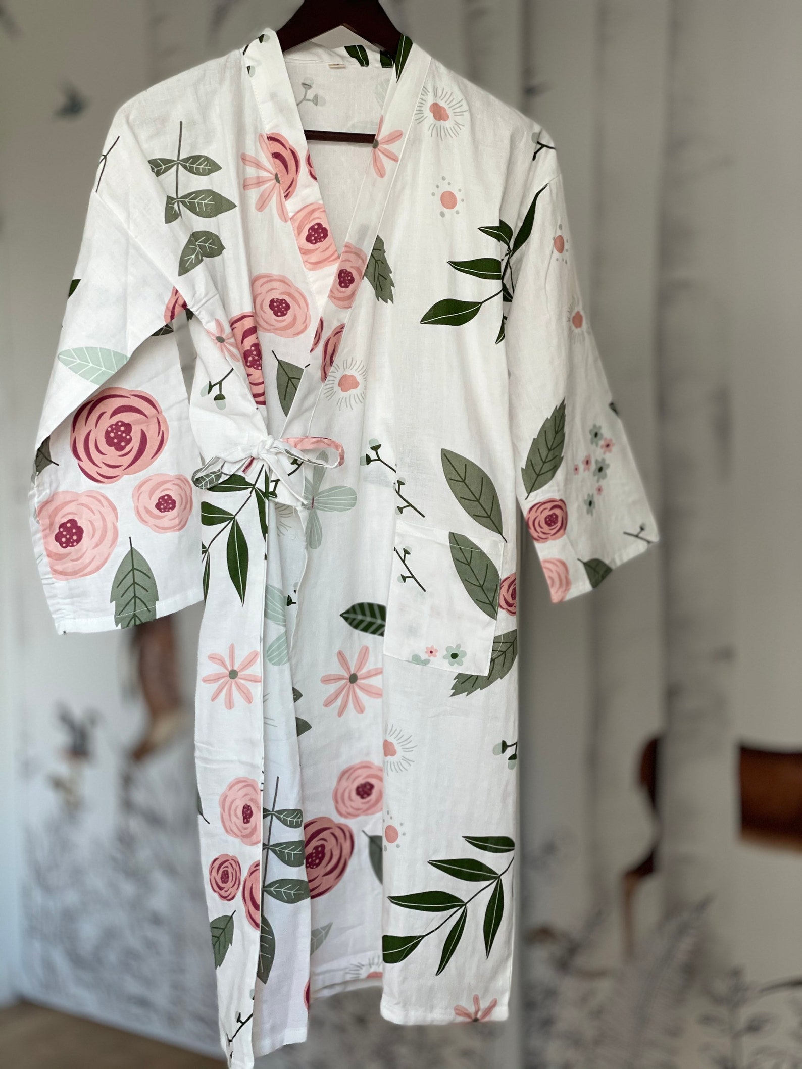 Cotton women's bathrobe floral patterns women's Etsy