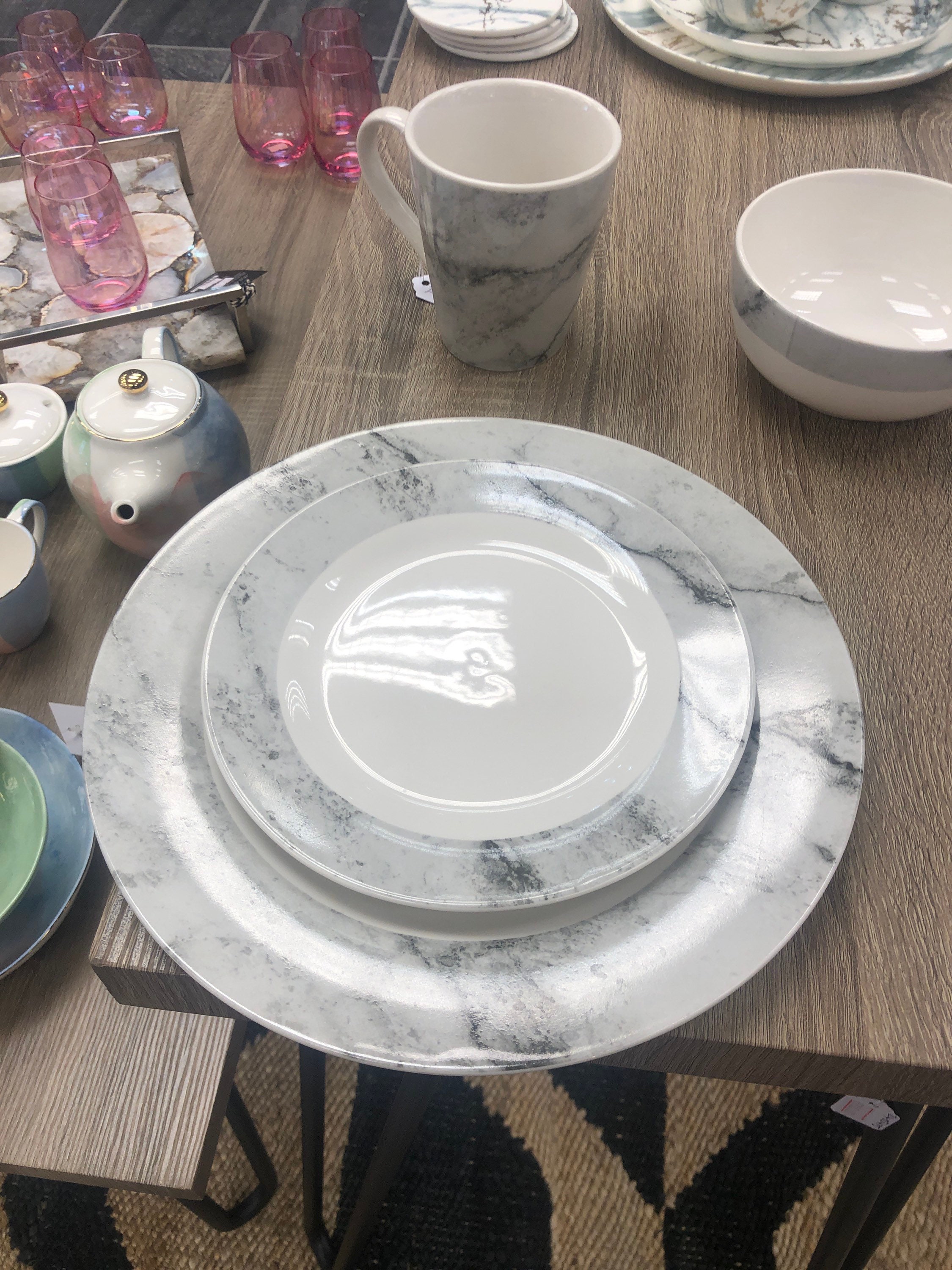 Marble effect 16 pc white/ grey Dinner set Etsy