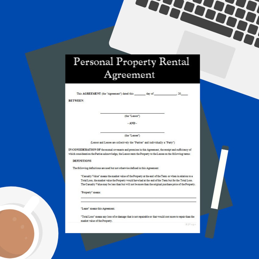 Personal Property Rental Agreement Etsy