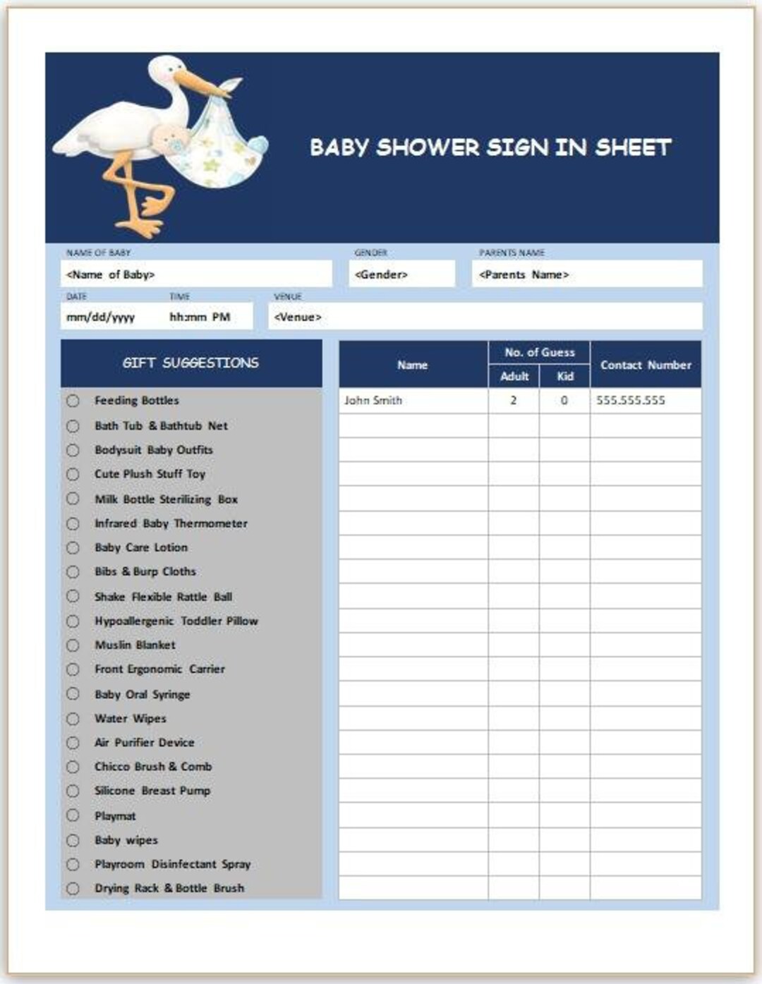 Baby Shower Sign in Sheet - Etsy