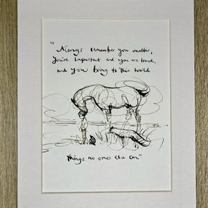 Charlie Mackesy montierter Druck - Der Junge, der Maulwurf, der Fuchs und das Pferd Buchseite Kunst