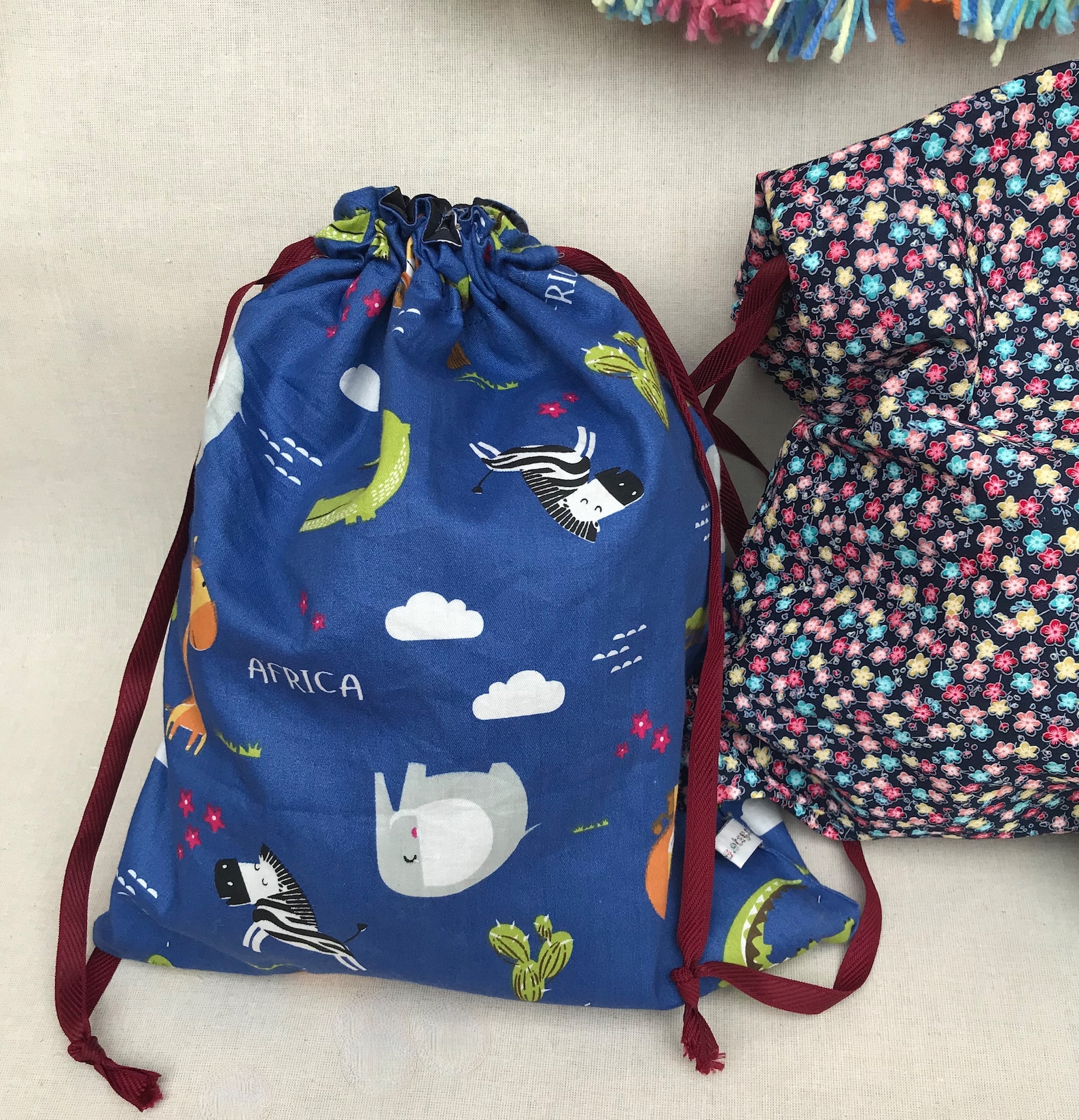 Personalised drawstring shoe bags eco cotton and lined kids Etsy