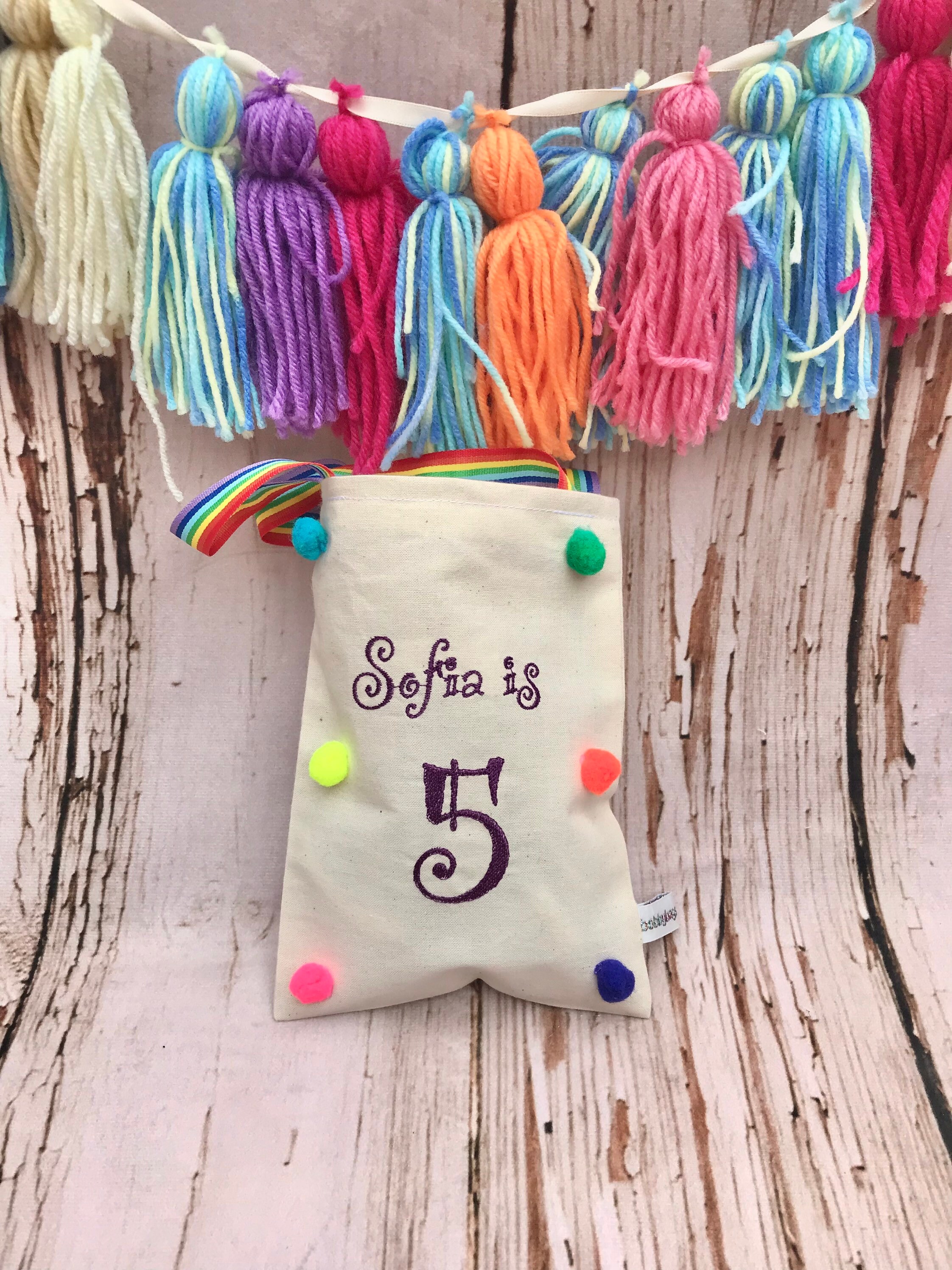Mini neon rainbow party bags 5 cotton favour bags mini tote Etsy