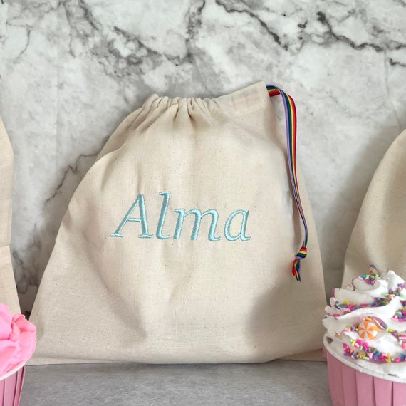 Personalised Light Blue Drawstring Gift Bag Reusable Gift Bags Cotton Party Bags Kids Favour Bags Custom Party Bag Eco Gift Bag Etsy
