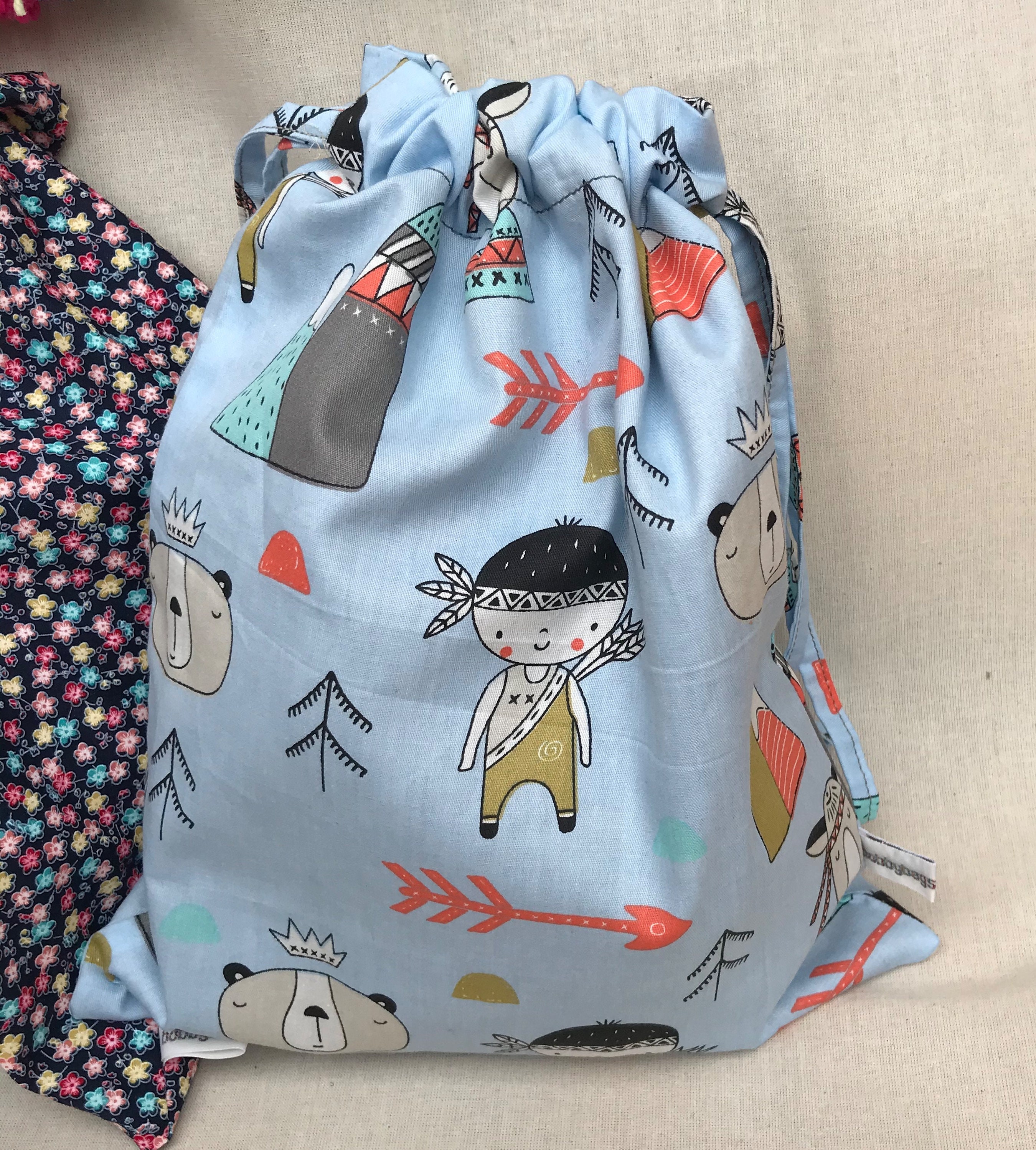 Personalised drawstring shoe bags eco cotton and lined kids Etsy