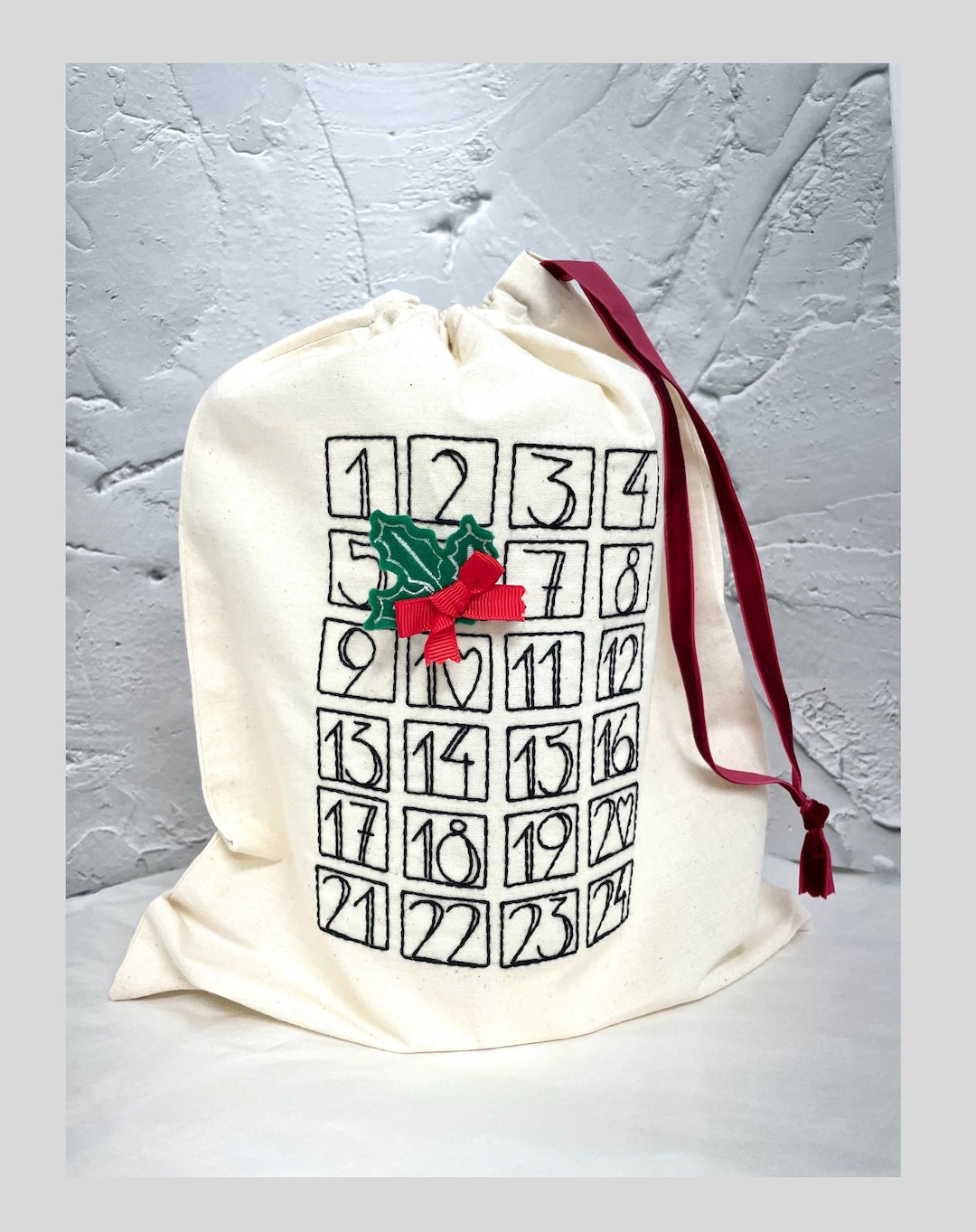 Advent Calendar Bag, Advent Sack for Grown Ups, Cotton Calendar Bag