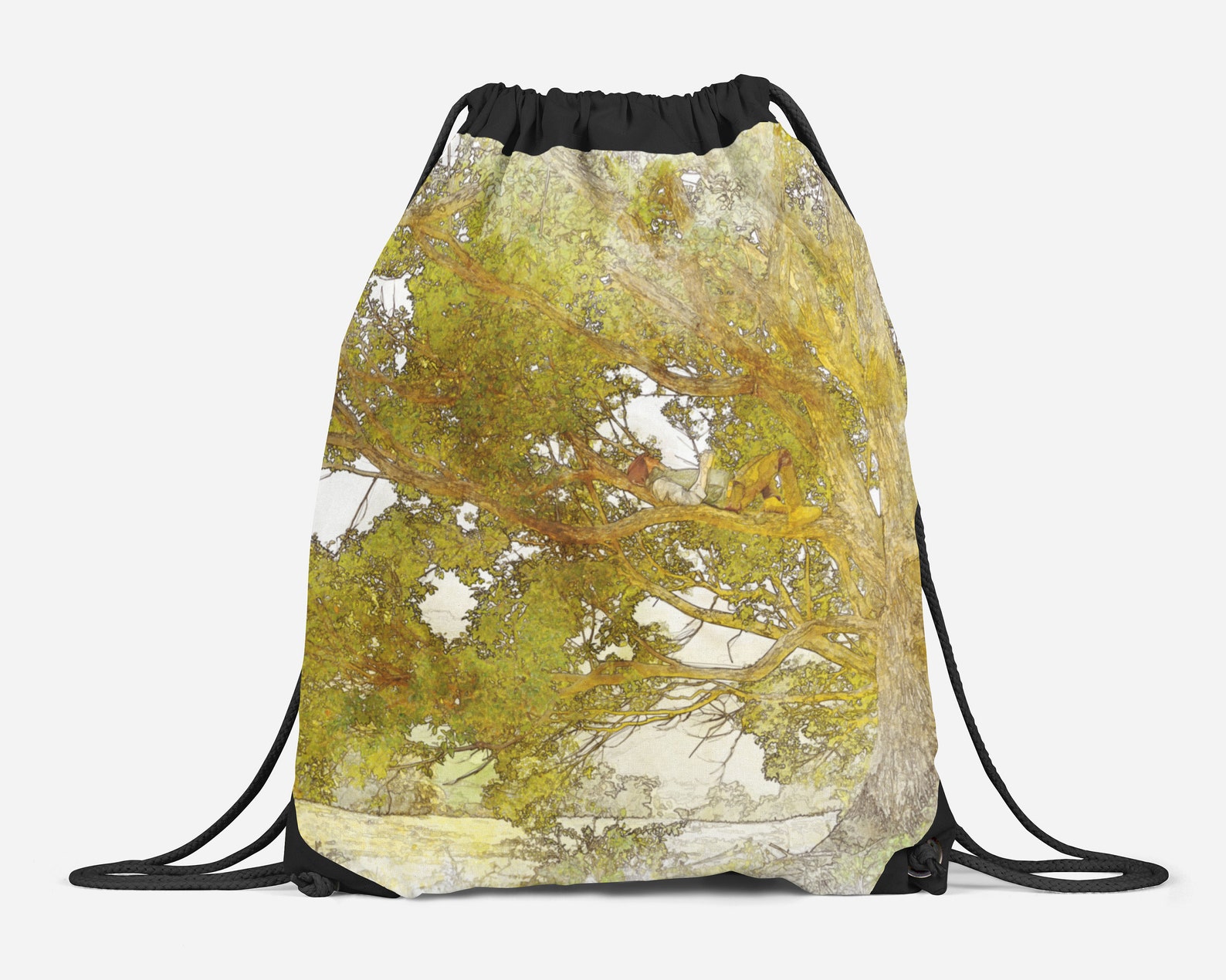 Drawstring Sling Bag with Watercolor Art Modern Lined Gym Etsy