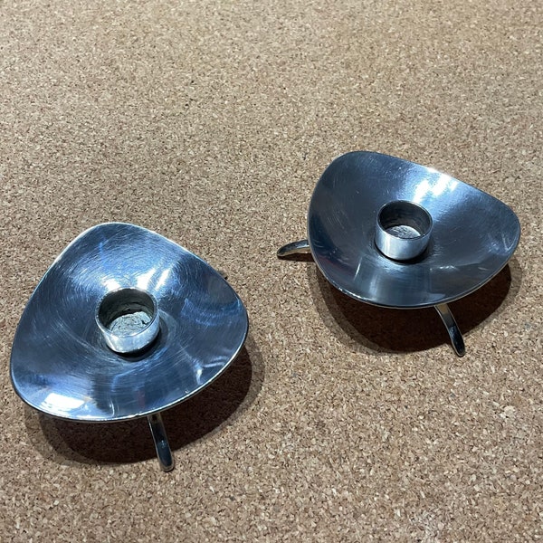 Pair of Danish, Mid Century, Silver Plated, Carl M. Cohr Candle Holders