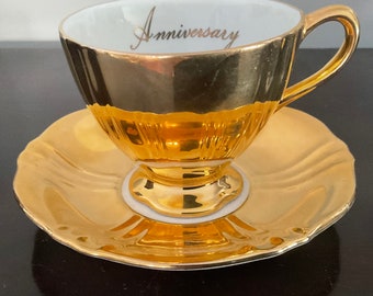 Royal Winton Grimwades England Gold Anniversary Cup & Saucer