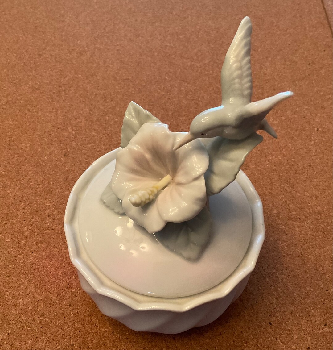 China Hummingbird Trinket Box or Candy Pastel