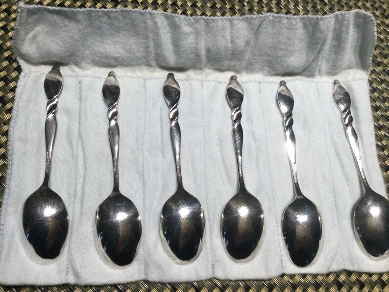 6 Wallace Sterling Silver,Silver Swirl Tea Spoons
