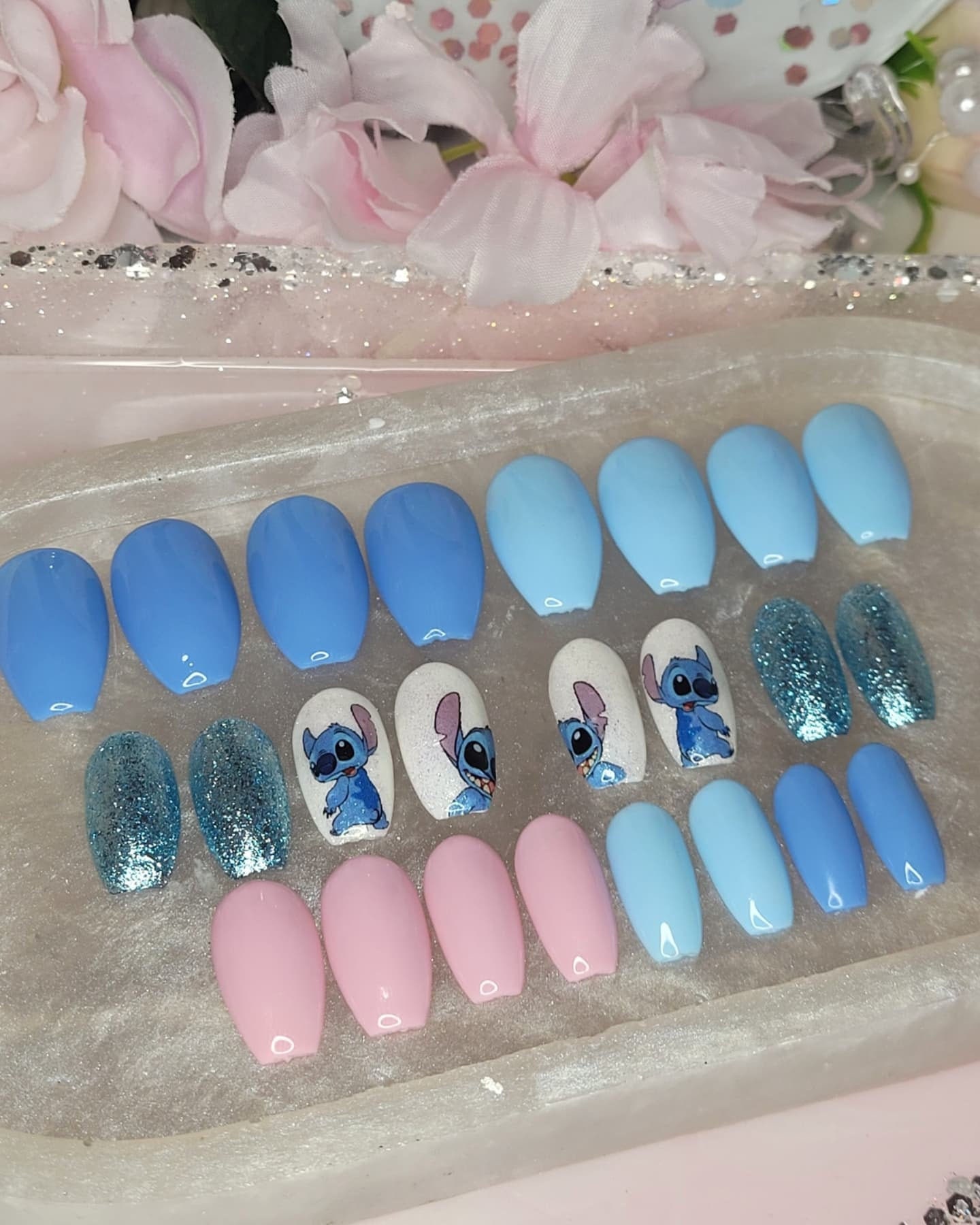 Stitch press on nail set 24 piece press on nail set lilo | Etsy