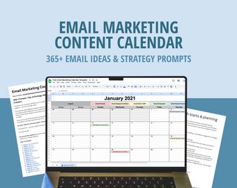 2025 Email Marketing Content Calendar | 365+ Email Ideas & Strategy Prompts for Entrepreneurs | Canva + Printable PDF