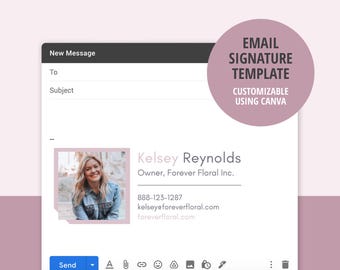 Customizable Pink Email Signature Template | Canva Digital Download for Small Business & Entrepreneurs