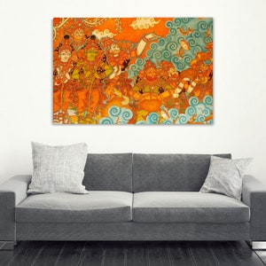 INDIAN KERALA MURAL Wall Painting | Unique Wall Decor for Living and Bedroom | High Quality Giclee Canvas Print | Ready to hang wall hanging