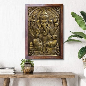 GANESHA WALL ART Ganesha Wall Decor Good Luck Decor Art & Collectibles Marble Wall Hanging Indian God Ganpati Wall Hanging 3X2 feet