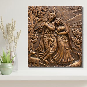 RADHA KRISHNA WALL Art - Love Decor - Art & Collectibles - Unique Resin Wall Hanging - Indian God Wall Hanging - Meditation Relief Wall Art