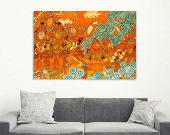 INDIAN KERALA MURAL Wall Painting | Unique Wall Decor for Living and Bedroom | High Quality Giclee Canvas Print | Ready to hang wall hanging