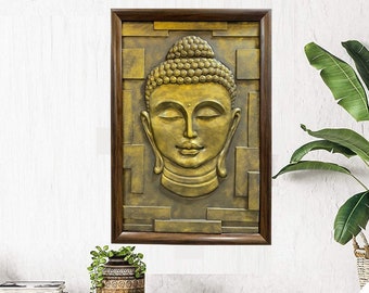 9055968 Black and white photo wall sticker wall mural Face of budda statue