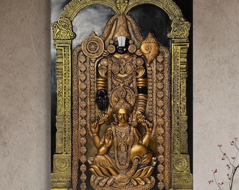 Relieve 3D de Tirupati Balaji hecho a mano: arte mural hindú