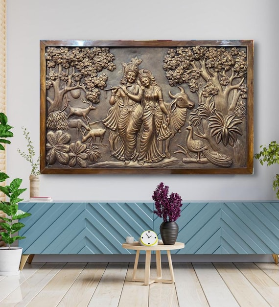RADHA KRISHNA 5X3 Feet 3D Relief WALL Art - Love Art - Art