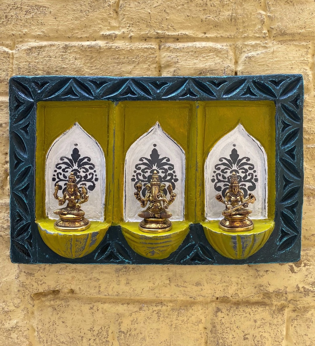 3 Podium RAJASTHANI JHAROKHA WALL Art | Jharokha Wall Decor Accent | Ethnic Handmade Carved ...