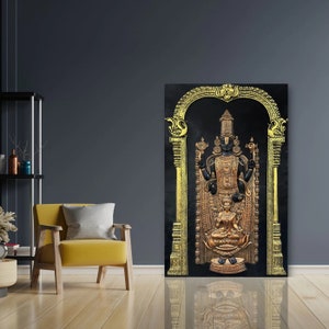 TIRUPATI BALAJI with Goddess LAKSHAMI 3D Relief Mural Wall Art - Venkateshwara Wall Decor - Hindu Religious Decor - Lord Balaji