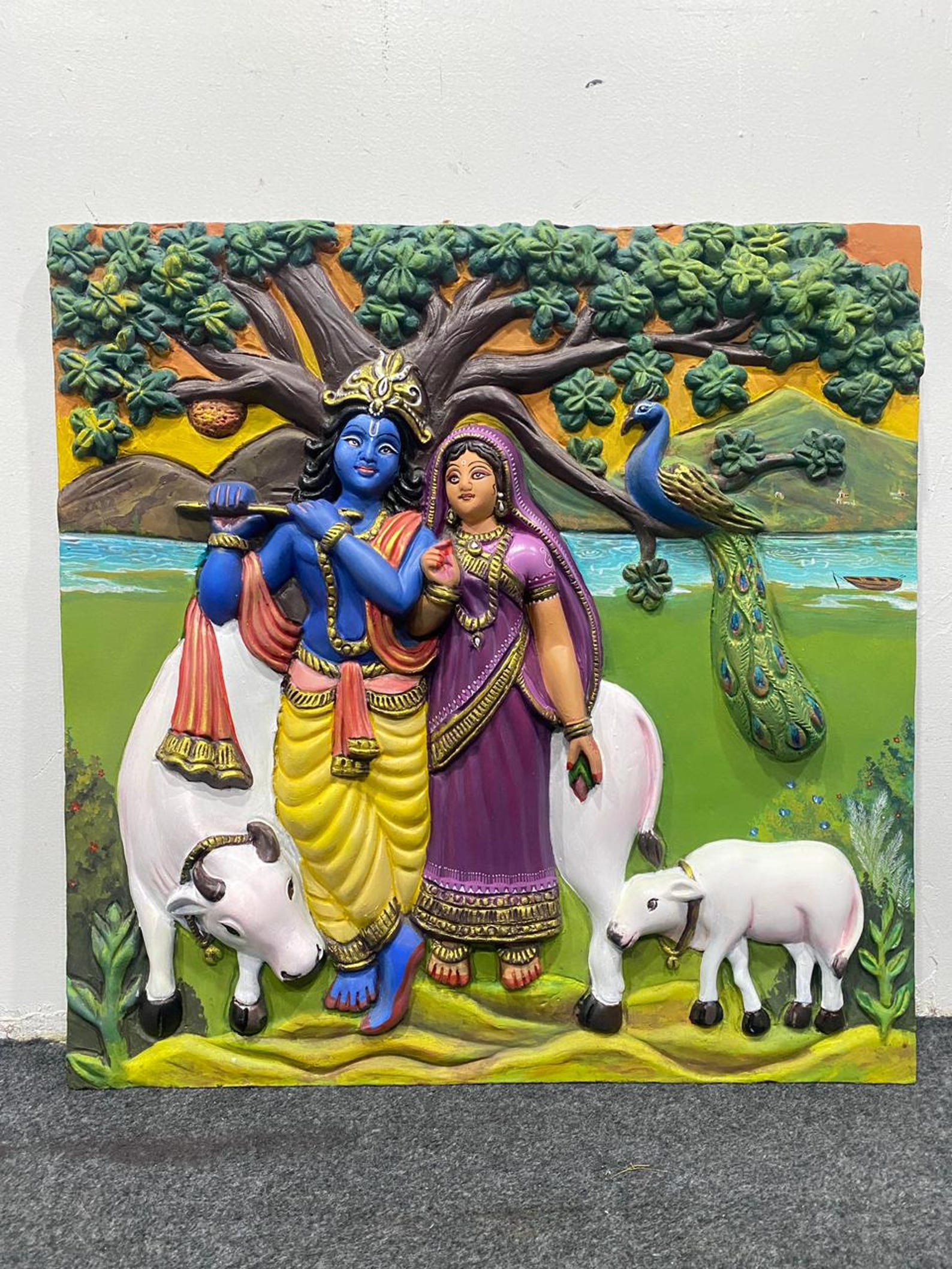 Handmade 3D Radha Krishna Relief Mural – Indian God Love Decor - Etsy