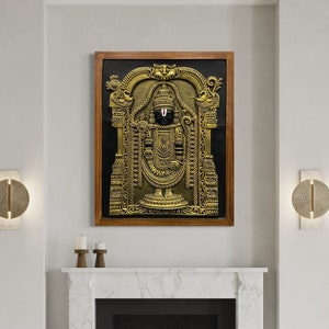 Large Size 3 feet TIRUPATI BALAJI 3D Relief Mural Wall Art - Venkateshwara Wall Decor - Lord Vishnu Sculpture - Hindu Religious Decor