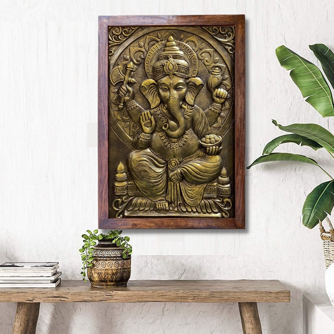 GANESHA WALL ART Ganesha Wall Decor Good Luck Decor Art & Collectibles Marble Wall Hanging