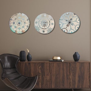 Handmade Set of 3 Lippan Art in cicular pattern| Diameter: 12 inches
