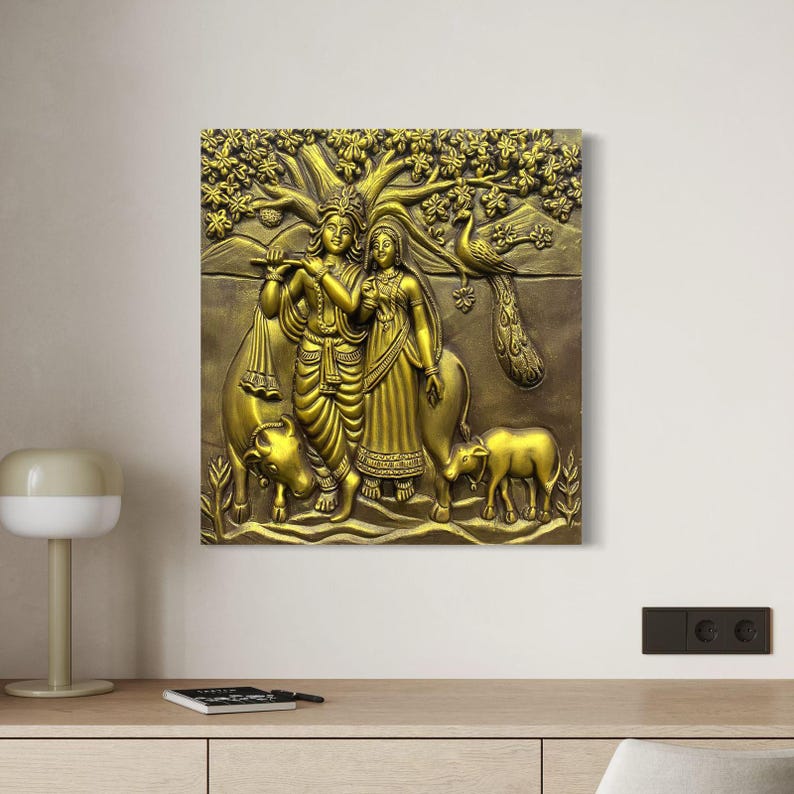 Handmade 3D Radha Krishna Relief Mural – Indian God Love Decor - Etsy