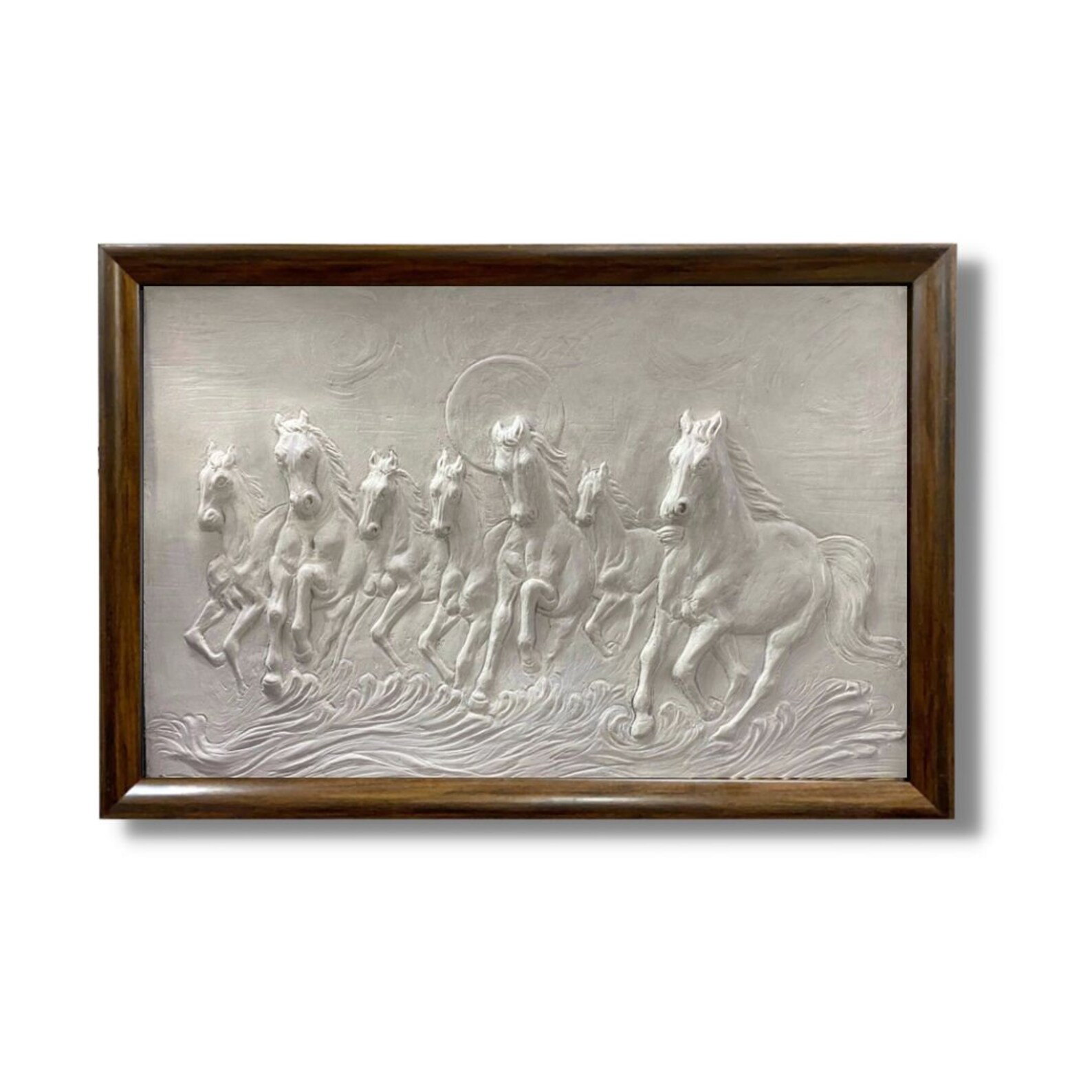 HORSES WALL HANGING Running Horses Art Seven Horses Relief Etsy