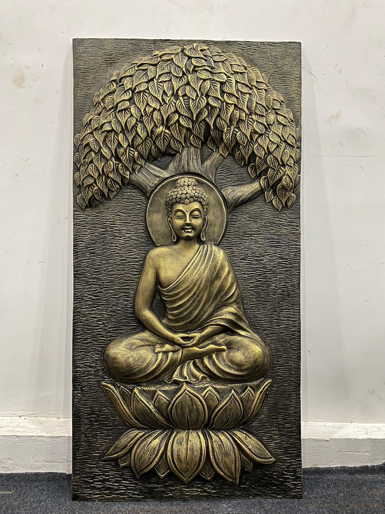 4 Feet Buddha 3D Relief Mural Wall Art - Gautam Buddha Wall Decor ...
