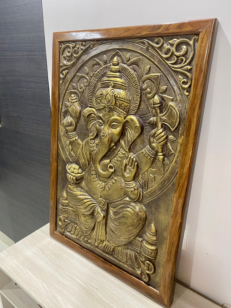 GANESHA WALL ART Ganesha Wall Decor Good Luck Decor Art & Collectibles Marble Wall Hanging Indian God Ganpati Wall Hanging image 3