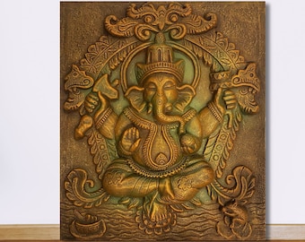 3D GANESHA WALL Art - Hindu God Painting - Lord Ganesha Wall Decor - Unique Resin Wall Hanging - Art & Collectibles - 3 D Wall Art