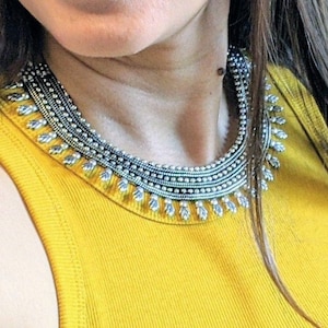 Necklac argent oxydé/Choker oxydé/bijoux de mode/ Boho/ Bijoux indiens/ Bijoux Afghans/ Choker