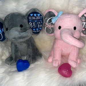 Keepsake elephants with voice recorder.