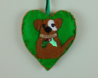 Heart Dog Christmas Decoration - Christmas hanging - Christmas decoration - Festive decoration - Christmas dog - Christmas ornament